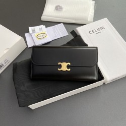 Cloni Qualità superiore replica Portafoglio grande Celine Triomphe Nero firmate