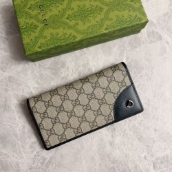Cloni Qualità superiore replica Portafoglio continentale Gucci con emblema GG 821802 Nero firmate