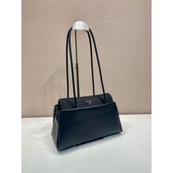 Qualità superiore replica Prada Passage di medie dimensioni con patta Re-Nylon 1BA495 Nero
