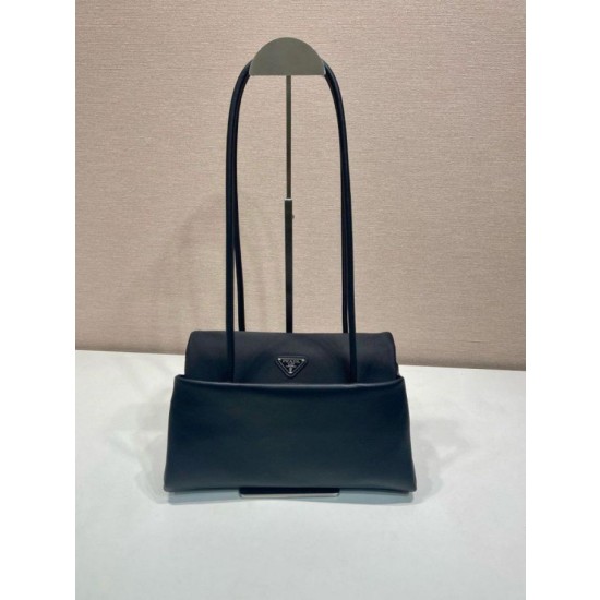 Qualità superiore replica Prada Passage di medie dimensioni con patta Re-Nylon 1BA495 Nero