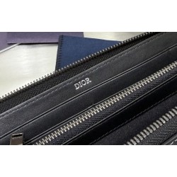 Pari all'originale replica Dettagli perfetti Portafoglio lungo con cerniera Dior jacquard obliquo nero