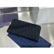 Pari all'originale replica Dettagli perfetti Portafoglio lungo con cerniera Dior jacquard obliquo nero
