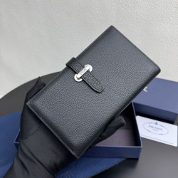Qualità superiore replica Dettagli perfetti Portafoglio lungo Dior Normandie Bifold nero