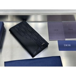Qualità superiore replica Dettagli perfetti Portafoglio verticale lungo da uomo Dior Saddle jacquard obliquo nero