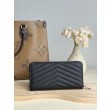 Pari all'originale replica Dettagli perfetti Portafoglio YSL Saint Laurent Monogram Continental con cerniera Nero Argento