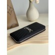Pari all'originale replica Dettagli perfetti Portafoglio YSL Saint Laurent Monogram Continental con cerniera Nero Argento