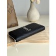 Pari all'originale replica Dettagli perfetti Portafoglio YSL Saint Laurent Monogram Continental con cerniera Nero Argento