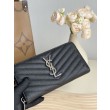 Pari all'originale replica Dettagli perfetti Portafoglio YSL Saint Laurent Monogram Continental con cerniera Nero Argento