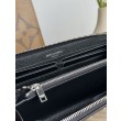 Pari all'originale replica Dettagli perfetti Portafoglio YSL Saint Laurent Monogram Continental con cerniera Nero Argento