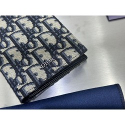 di alta qualit&agrave; Portafoglio verticale lungo Dior in jacquard obliquo beige/nero