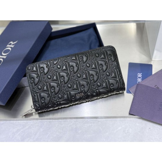 Pari all'originale replica imitazione Portafoglio lungo con cerniera Dior Dior Gravity nero