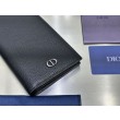 Qualità superiore replica imitazione Portafoglio verticale Dior CD Icon in pelle di vitello martellata nera