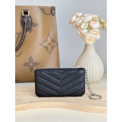 Pari all'originale replica Porta carte con cerniera YSL Saint Laurent Cassandre Matelassé Fragments Nero Argento