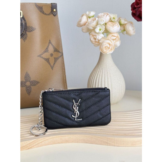 Pari all'originale replica Porta carte con cerniera YSL Saint Laurent Cassandre Matelassé Fragments Nero Argento Pari all'originale replica Porta carte con cerniera YSL Saint Laurent Cassandre Matelassé Fragments Nero Argento