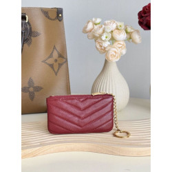 Porta carte con cerniera YSL Saint Laurent Cassandre Matelassé Fragments Rosso