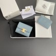 Qualità superiore replica Portafoglio compatto Celine con portamonete Triomphe Blu