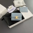 Qualità superiore replica Portafoglio compatto Celine con portamonete Triomphe Blu