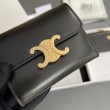 Qualità superiore replica Portafoglio compatto Celine con portamonete Triomphe nero