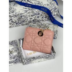 Portafoglio Dior Caro Dahlia in morbida pelle di vitello cannage Rosa