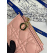Portafoglio Dior Caro Dahlia in morbida pelle di vitello cannage Rosa