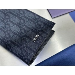 Portafoglio Dior lungo a due ante Dior Oblique Jacquard nero