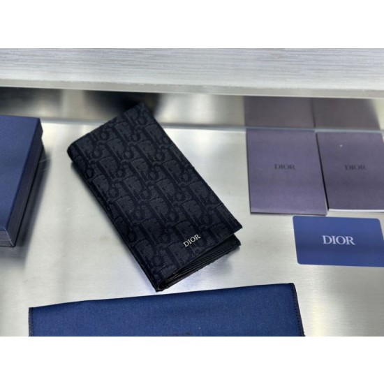 Portafoglio Dior lungo a due ante Dior Oblique Jacquard nero