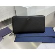 Alta gamma replica Portafoglio lungo con cerniera Dior CD Icon in pelle di vitello martellata nera