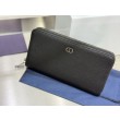 Alta gamma replica Portafoglio lungo con cerniera Dior CD Icon in pelle di vitello martellata nera