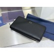 Alta gamma replica Portafoglio lungo con cerniera Dior CD Icon in pelle di vitello martellata nera