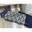 Alta gamma replica Portafoglio lungo con cerniera Dior in tela rivestita di diamanti grigio