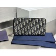 Portafoglio lungo con cerniera Dior jacquard obliquo beige/nero