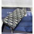 Portafoglio lungo con cerniera Dior jacquard obliquo beige/nero