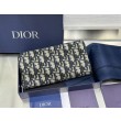 Portafoglio lungo con cerniera Dior jacquard obliquo beige/nero