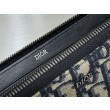 Portafoglio lungo con cerniera Dior jacquard obliquo beige/nero