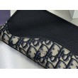 Qualità superiore replica Portafoglio lungo con cerniera Dior Saddle jacquard Oblique Dior beige/nero