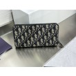 Qualità superiore replica Portafoglio lungo con cerniera Dior Saddle jacquard Oblique Dior beige/nero