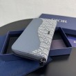 Alta gamma replica Portafoglio lungo con zip Dior Saddle tela jacquard Oblique grigia
