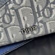 Alta gamma replica Portafoglio lungo con zip Dior Saddle tela jacquard Oblique grigia