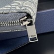 Alta gamma replica Portafoglio lungo con zip Dior Saddle tela jacquard Oblique grigia