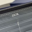 Alta gamma replica Portafoglio lungo con zip Dior Saddle tela jacquard Oblique grigia