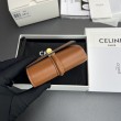 Portafoglio piccolo a tre ante CELINE 16 in pelle di vitello satinata Marrone