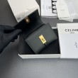 Portafoglio piccolo a tre ante CELINE 16 in pelle di vitello satinata Nero
