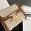 Alta gamma replica Portafoglio piccolo Celine con patta pelle di vitello con motivo Triomphe Marrone