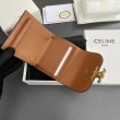 Alta gamma replica Portafoglio piccolo Celine con patta pelle di vitello con motivo Triomphe Marrone