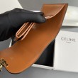 Alta gamma replica Portafoglio piccolo Celine con patta pelle di vitello con motivo Triomphe Marrone
