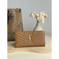 Alta gamma replica Portafoglio YSL Saint Laurent Monogram Continental con cerniera Caramello