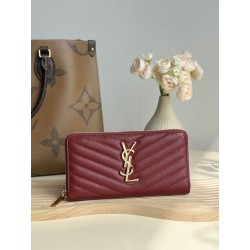 Pari all'originale replica Portafoglio YSL Saint Laurent Monogram Continental con cerniera Maroon