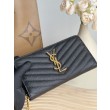 Qualità da grande replica Portafoglio YSL Saint Laurent Monogram Continental con cerniera Nero Oro