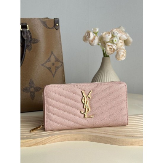Qualità da grande replica Portafoglio YSL Saint Laurent Monogram Continental con cerniera Rosa