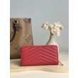 Portafoglio YSL Saint Laurent Monogram Continental con cerniera Rosso
